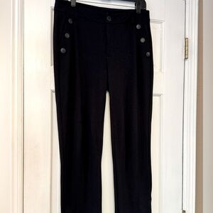 CAbi Dark Black Straight Leg Pants with Split Ankle Hem